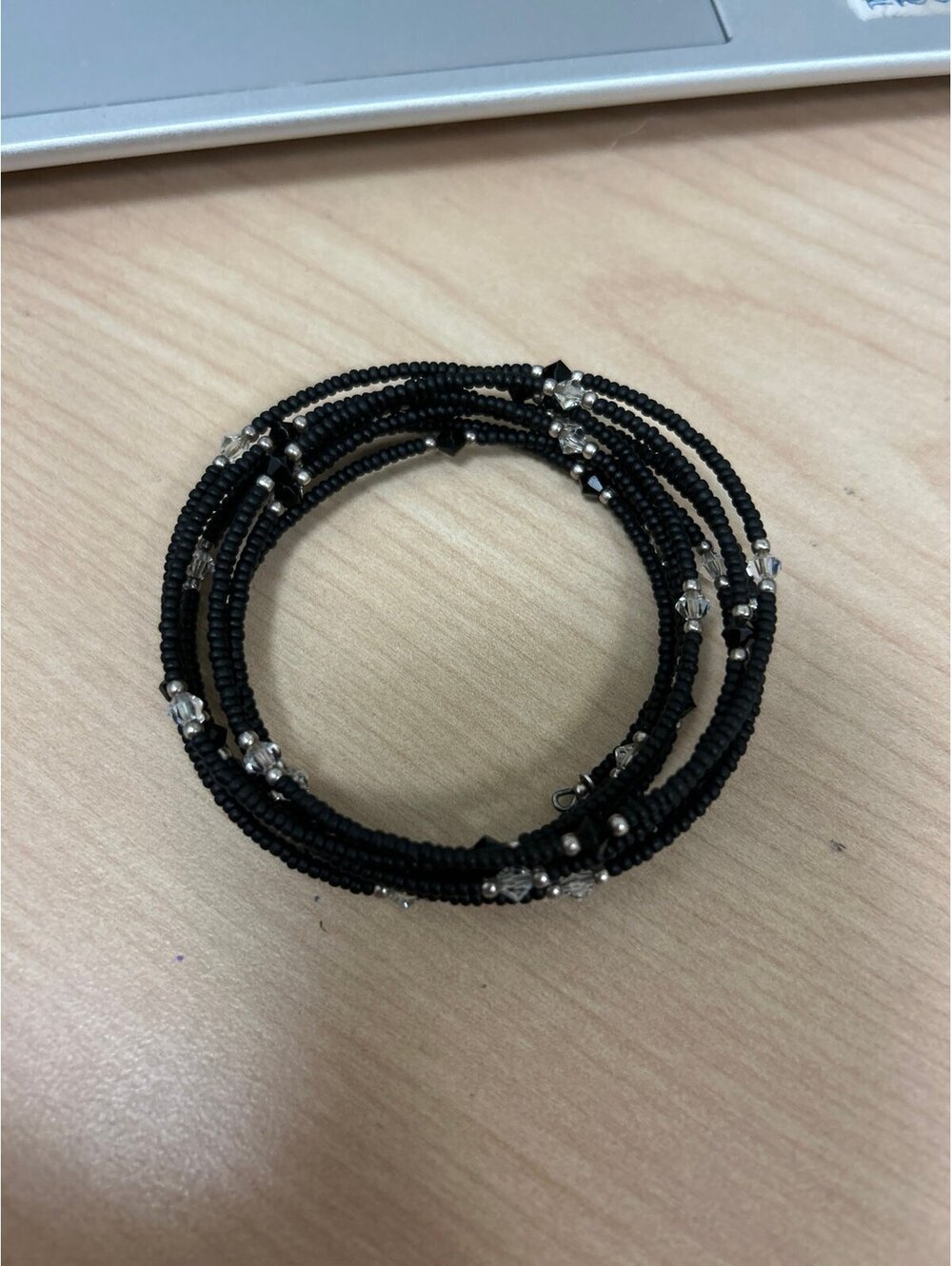 Silpada Black Seed Bead and clear Crystal Wrap Bracelet